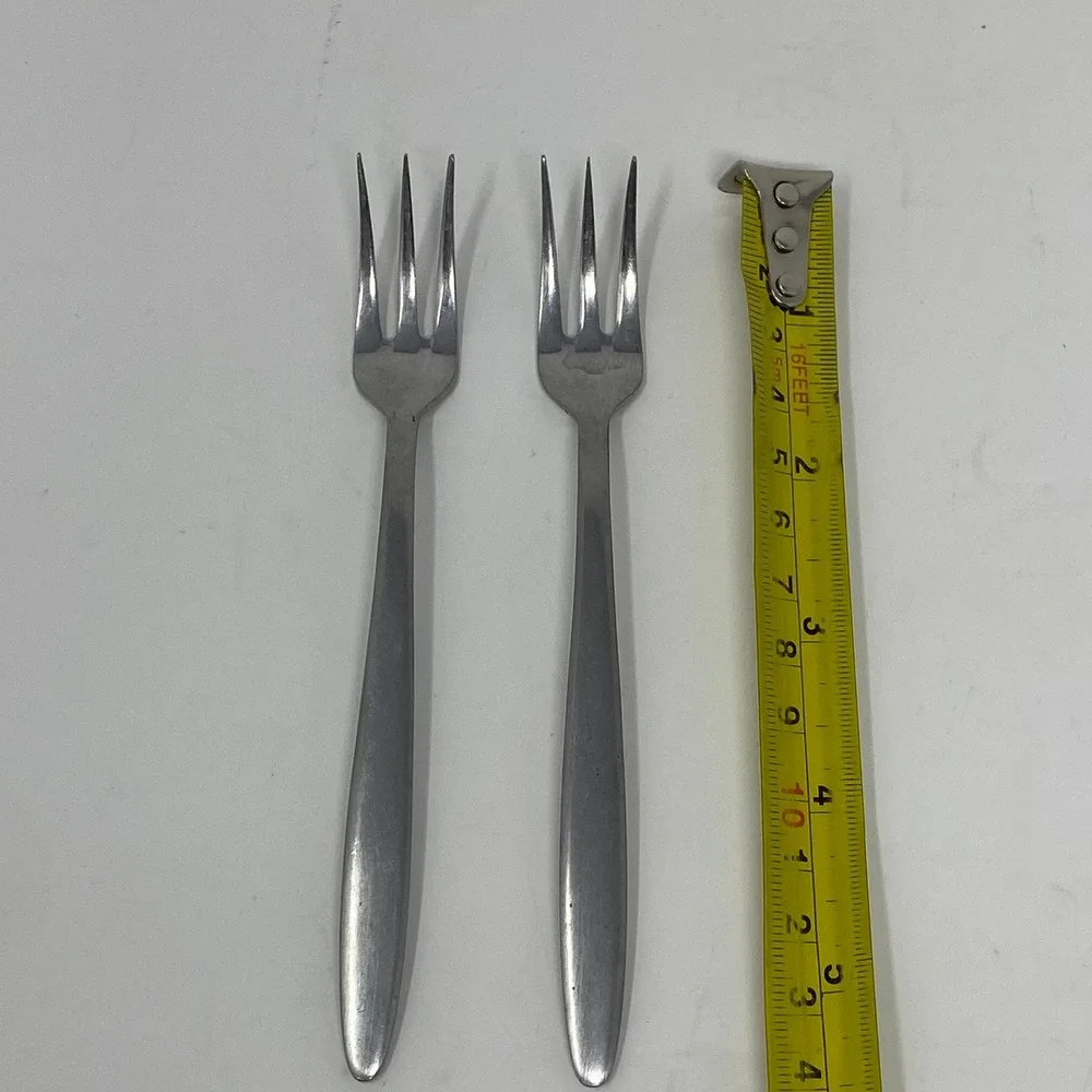 Vtg 1960's Mid-Century Modern MCM Stainless Steel Three-Pronged Appetizer Forks